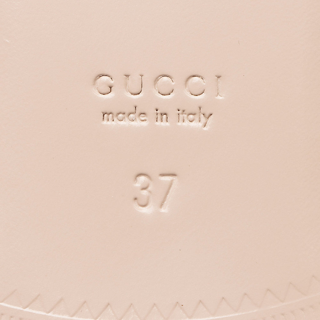 Gucci Printed Leather Logo Stamp Horsebit Princeton Mules - Size 7 / 37 (SHF-gNbUhz)