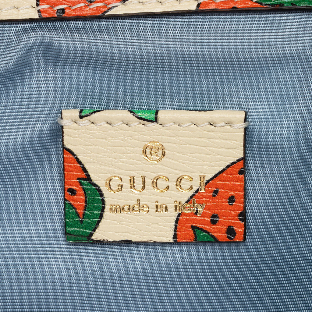 Gucci Printed Leather Strawberry Zumi Mini Shoulder Bag (SHF-Se6JXX)