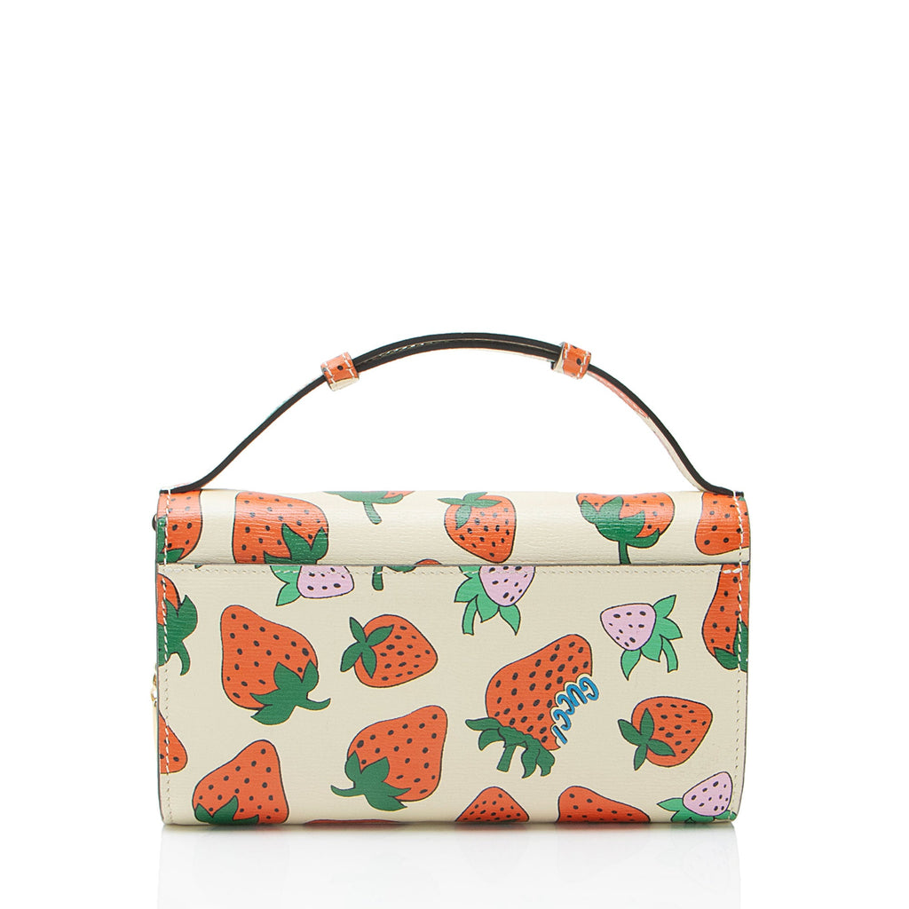 Gucci Printed Leather Strawberry Zumi Mini Shoulder Bag