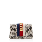 Gucci Python Floral Embroidered Sylvie Super Mini Shoulder Bag (SHF-GgSM5V)