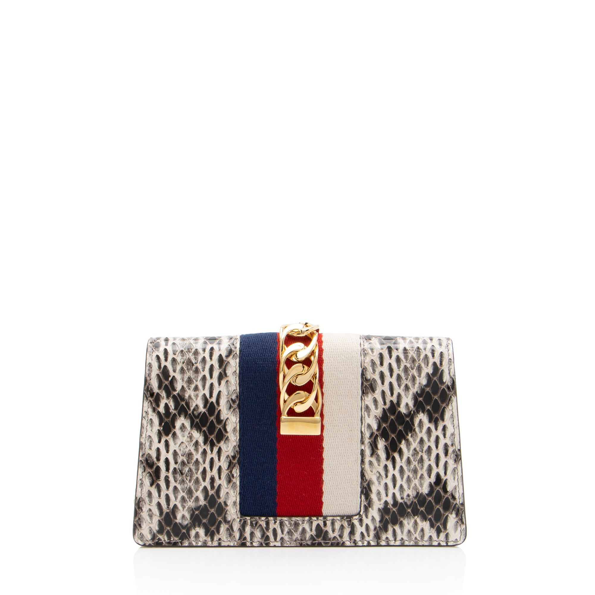 Gucci Python Floral Embroidered Sylvie Super Mini Shoulder Bag (SHF-GgSM5V)