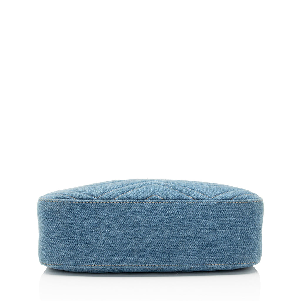 Gucci Matelasse Denim Pearl GG Marmont Small Camera Bag