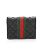 Gucci Quilted Leather GG Marmont Web Trapuntata Card Case Wallet (SHF-EdWHT1)
