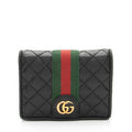 Gucci Quilted Leather GG Marmont Web Trapuntata Card Case Wallet (SHF-EdWHT1)