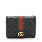 Gucci Quilted Leather GG Marmont Web Trapuntata Card Case Wallet (SHF-EdWHT1)