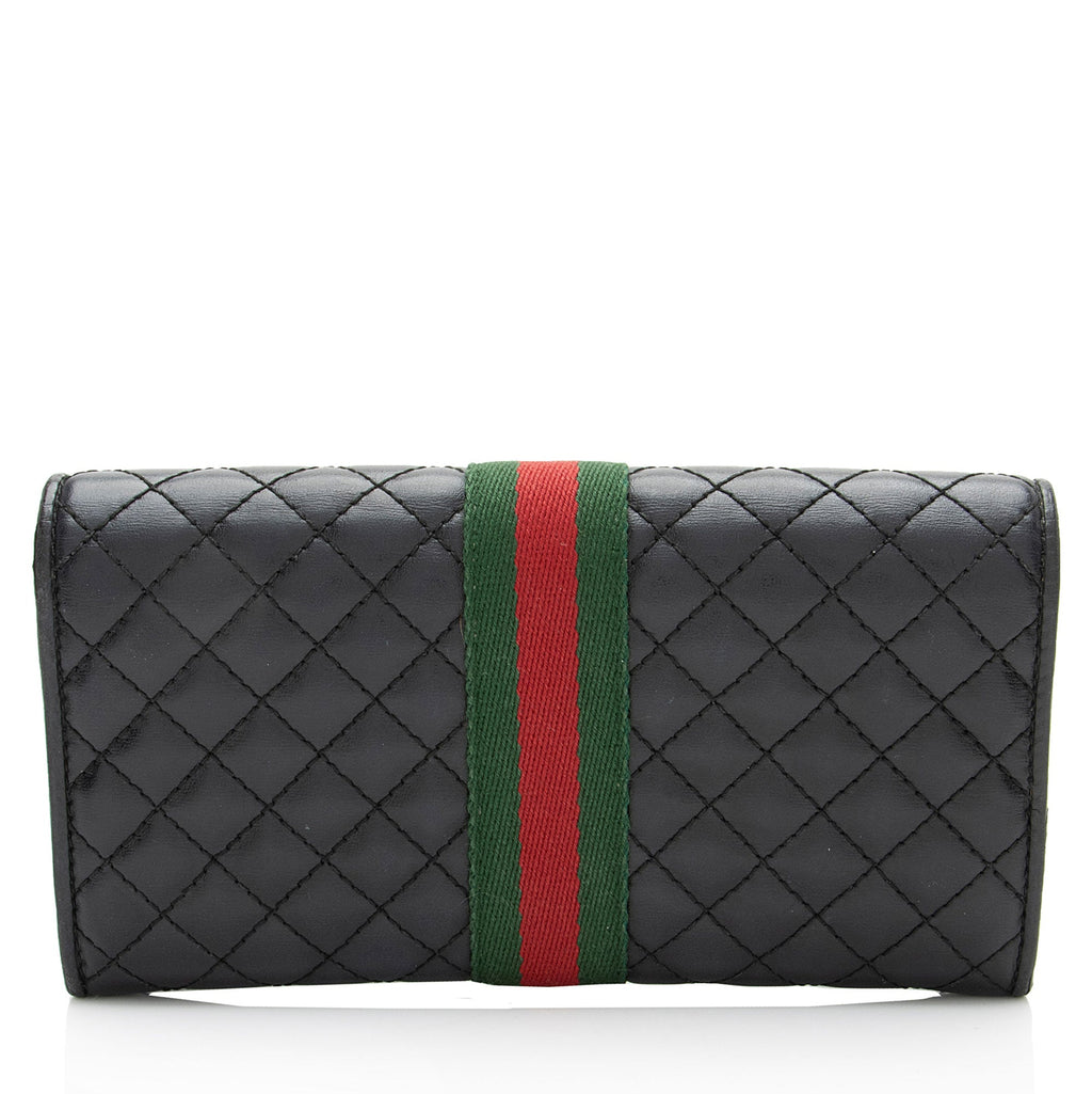 Gucci Quilted Leather GG Marmont Web Trapuntata Continental Wallet