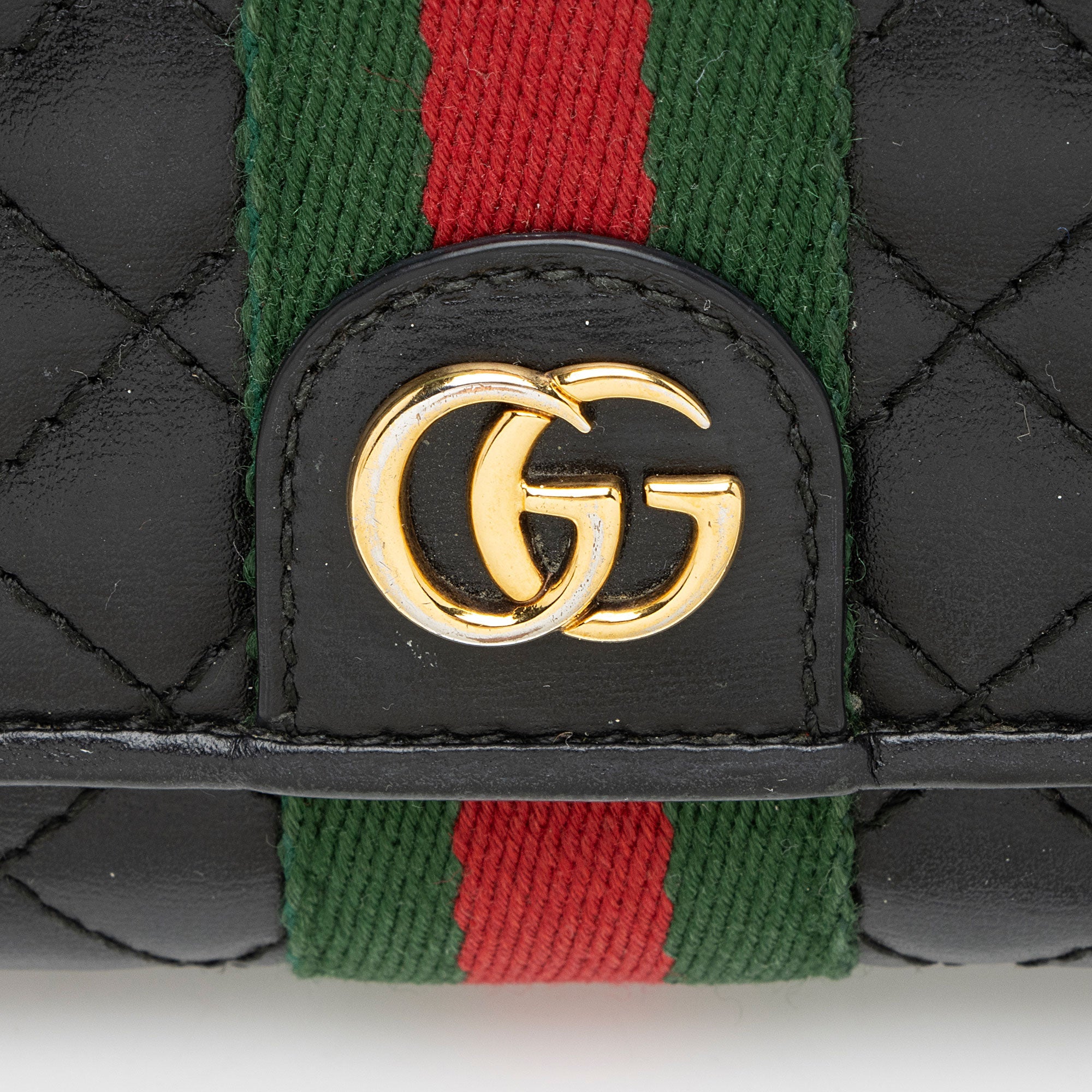 Gucci Quilted Leather GG Marmont Web Trapuntata Continental Wallet