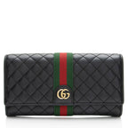 Gucci Quilted Leather GG Marmont Web Trapuntata Continental Wallet