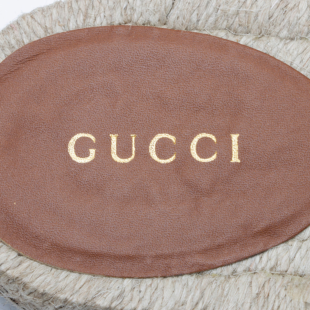 Gucci Raffia Leather Interlocking G Espadrille Slides - Size 10.5 / 40.5 (SHF-SjdNGf)