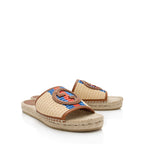 Gucci Raffia Leather Interlocking G Espadrille Slides - Size 10.5 / 40.5 (SHF-SjdNGf)