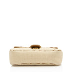 Gucci Raffia Snakeskin GG Marmont Small Flap Bag