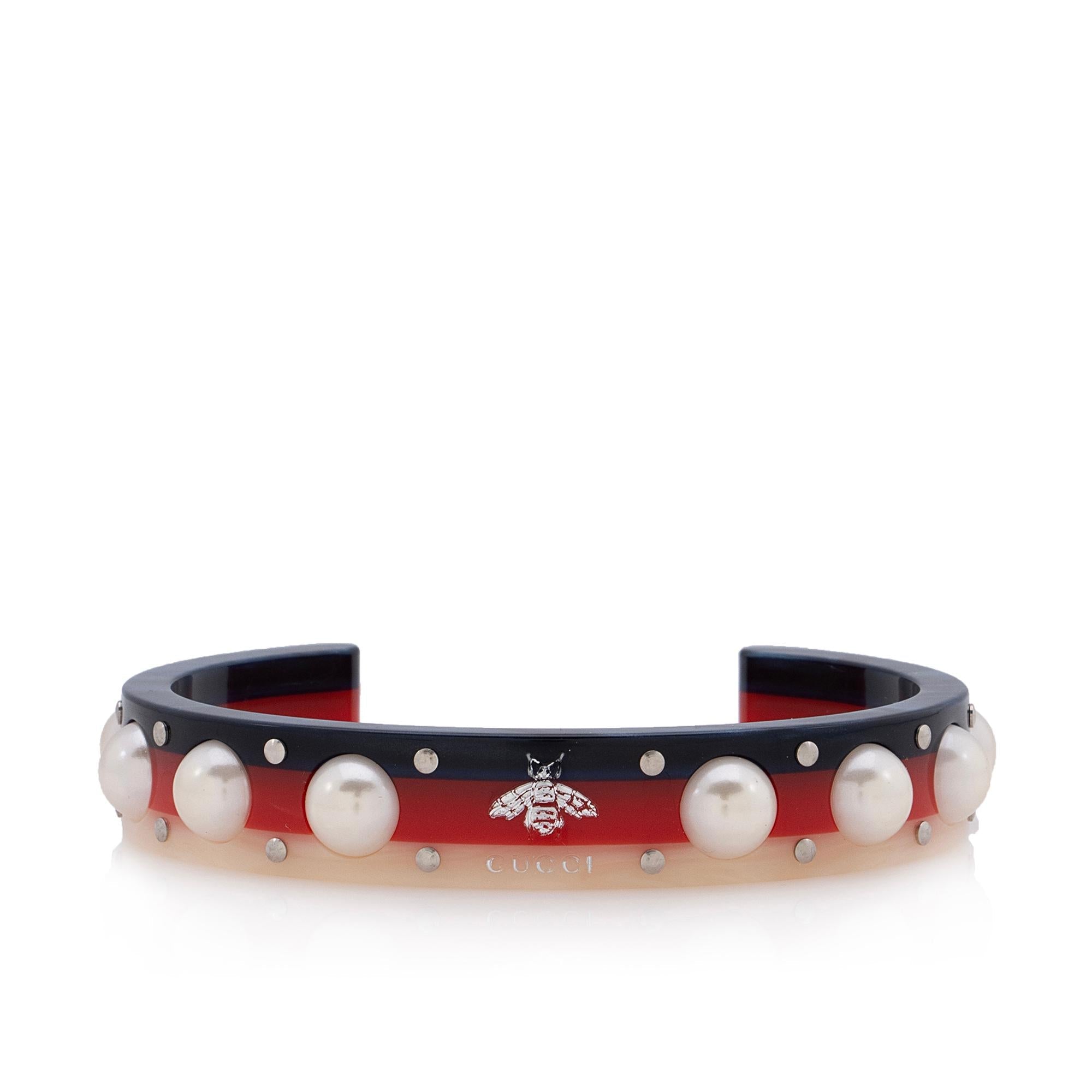 Gucci Resin Web Cuff Bracelet (SHF-E8d1X8)