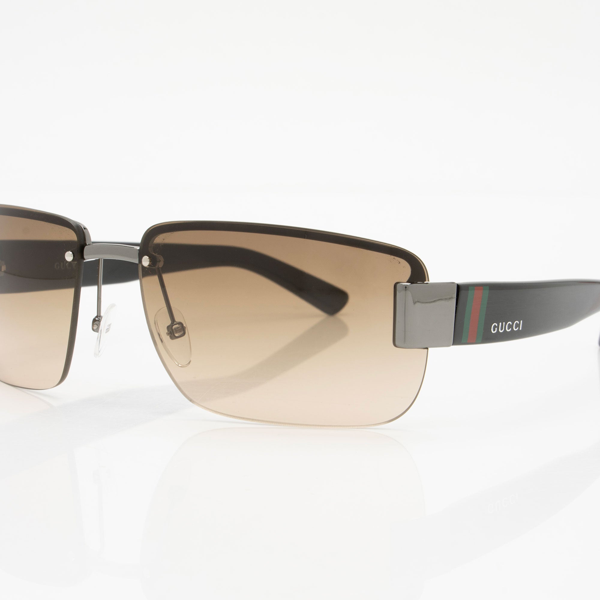 Gucci Rimless Web Rectangular Sunglasses