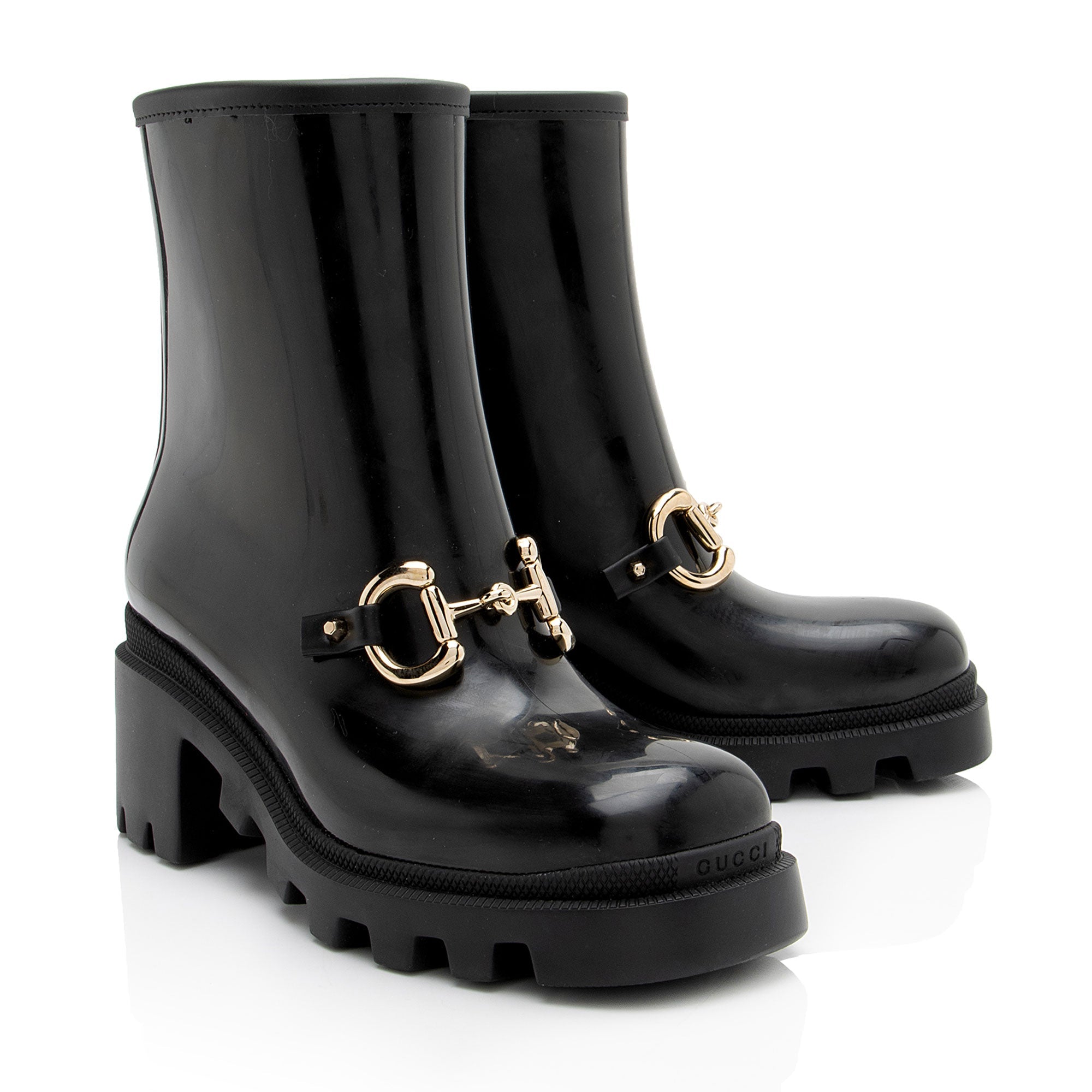 Gucci Rubber Horsebit Ankle Boots - Size 6 / 36