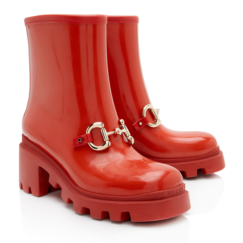 Gucci Rubber Horsebit Ankle Boots - Size 6 / 36