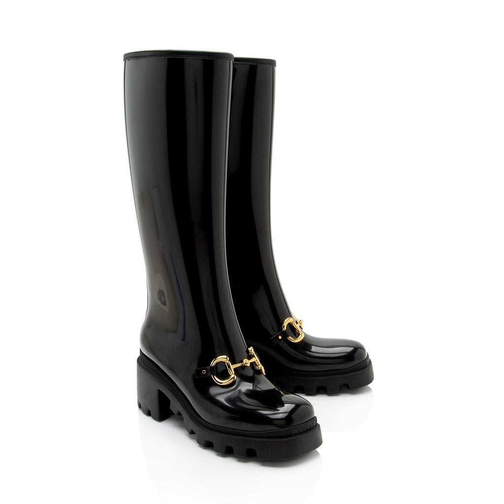 Gucci Rubber Horsebit Tall Boots - Size 8 / 38 (SHF-S4FuQr)