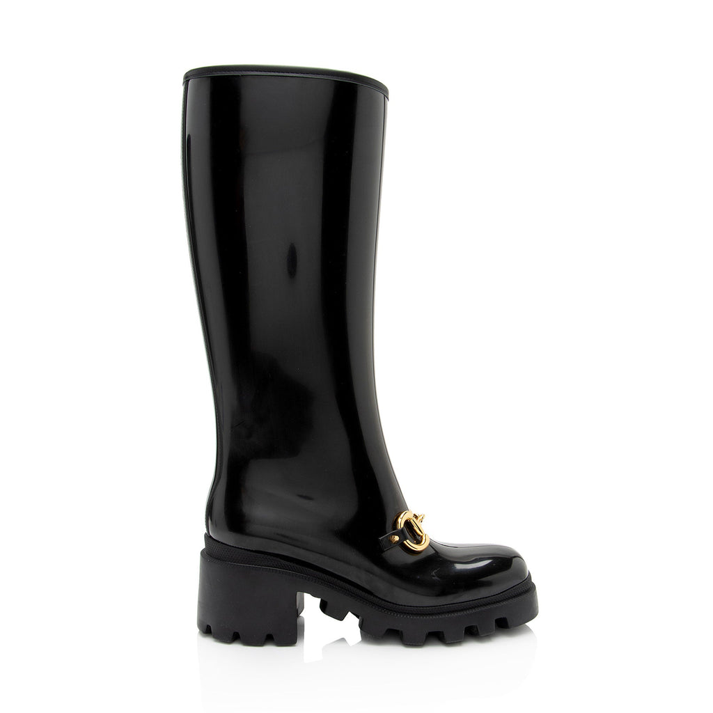 Gucci Rubber Horsebit Tall Boots - Size 8 / 38 (SHF-S4FuQr)