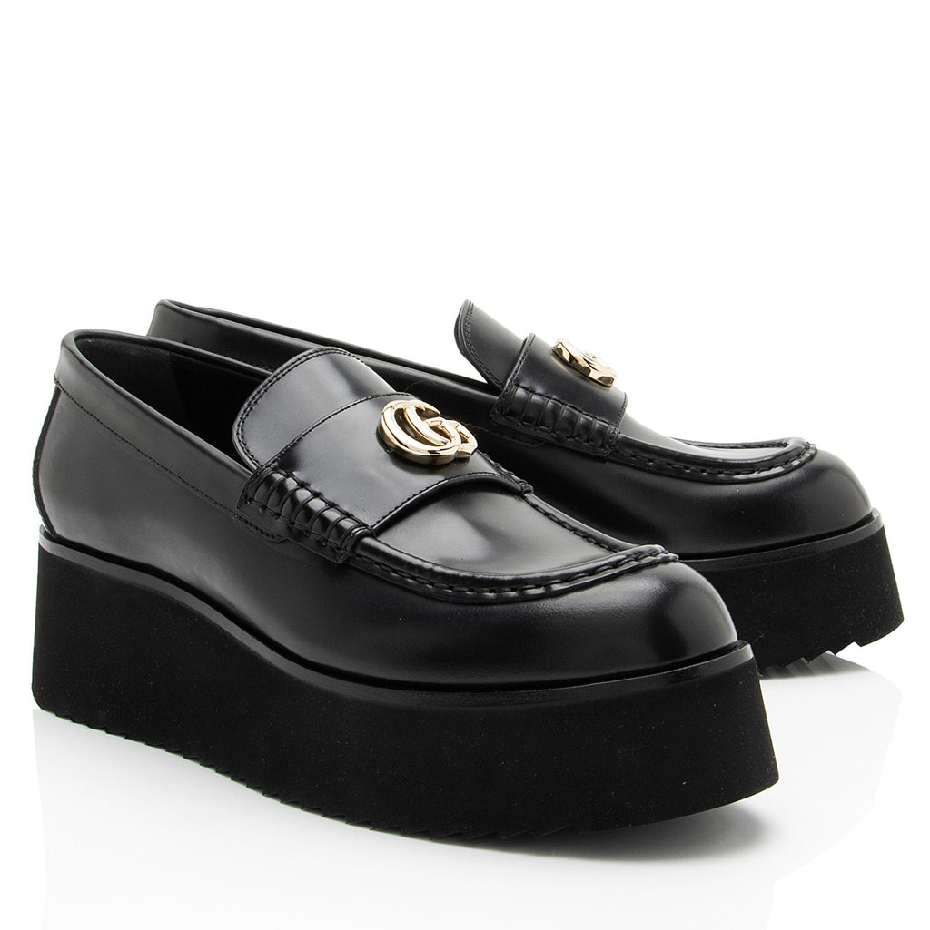Gucci Shiny Calfskin GG Creeper Platform Loafers - Size 9.5 / 39.5