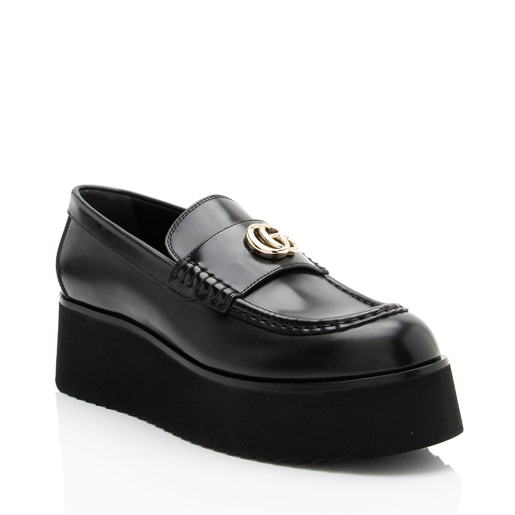 Gucci Shiny Calfskin GG Creeper Platform Loafers - Size 9.5 / 39.5