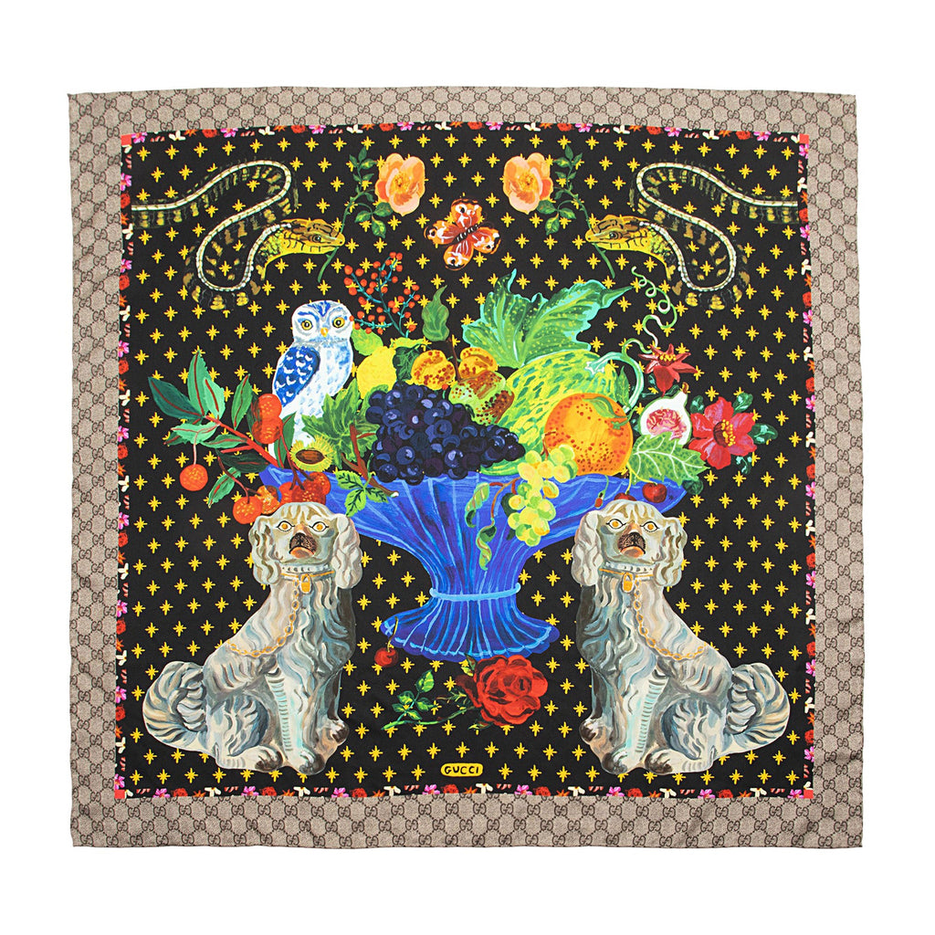 Gucci Silk Dogs and Vase 90cm Scarf