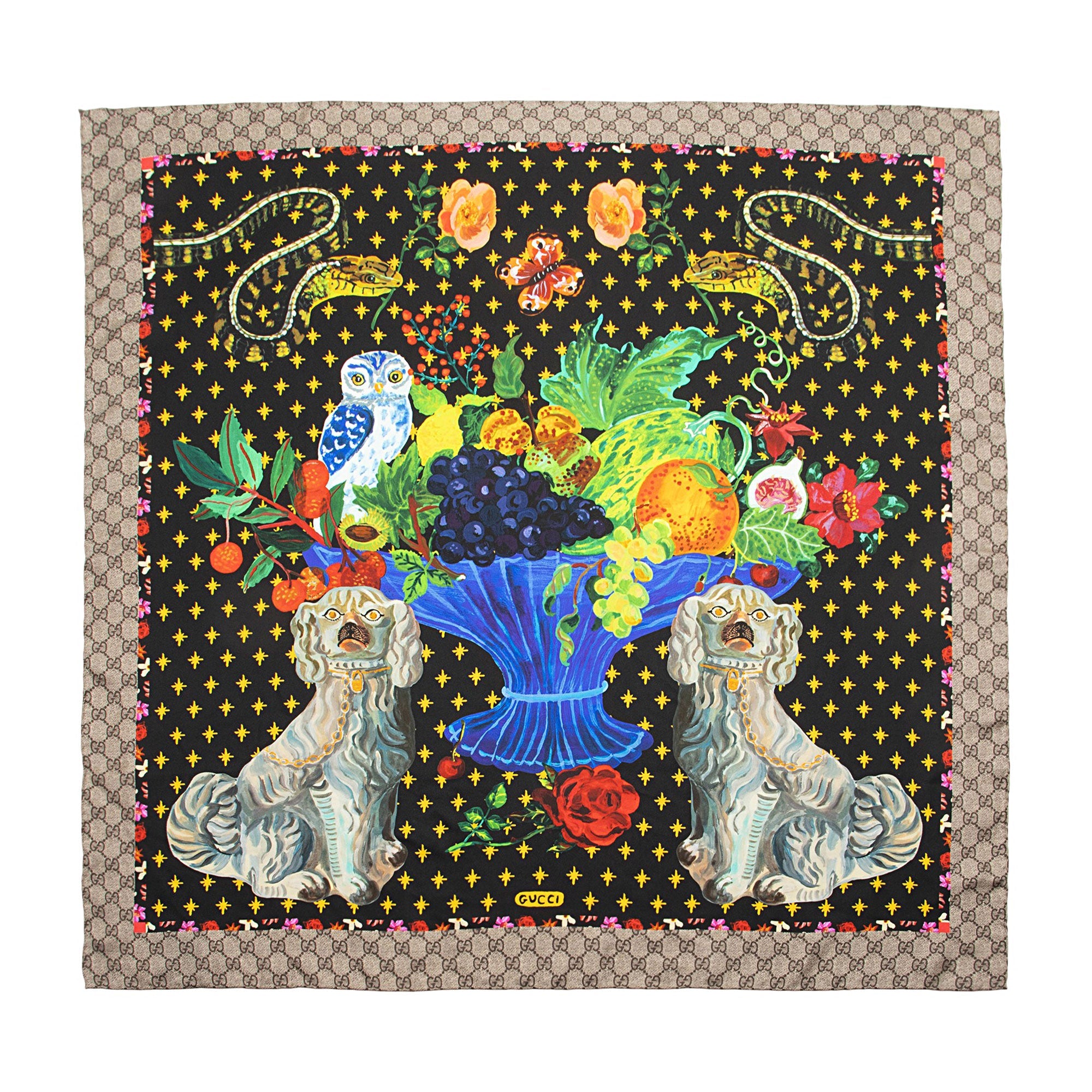 Gucci Silk Dogs and Vase 90cm Scarf