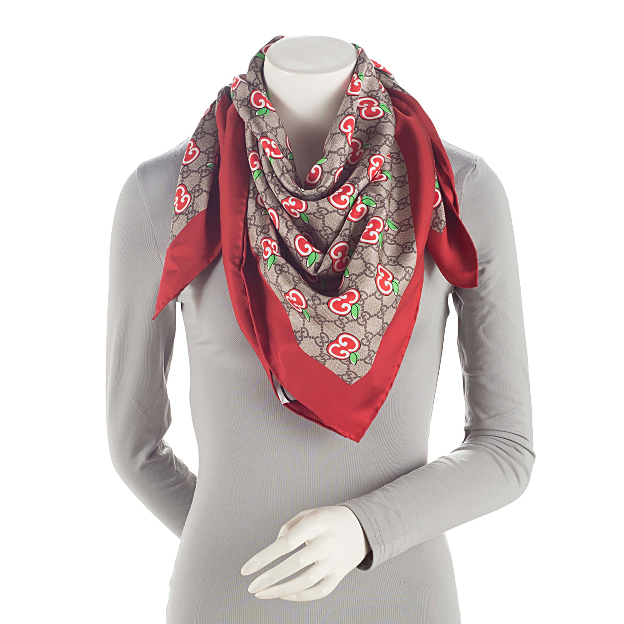 Gucci Silk GG Apple Monogram 90cm Scarf (SHF-oYmWWz)