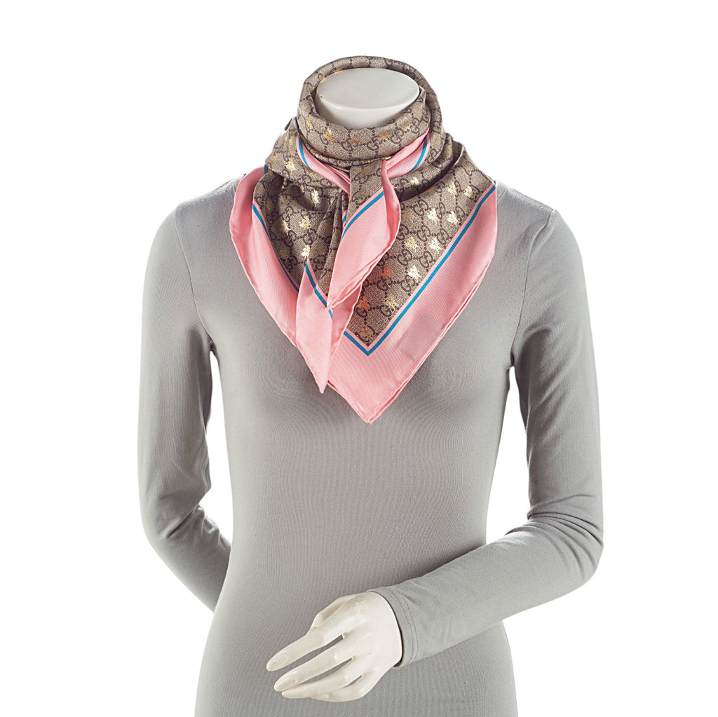 Gucci Silk GG Bee 90cm Scarf