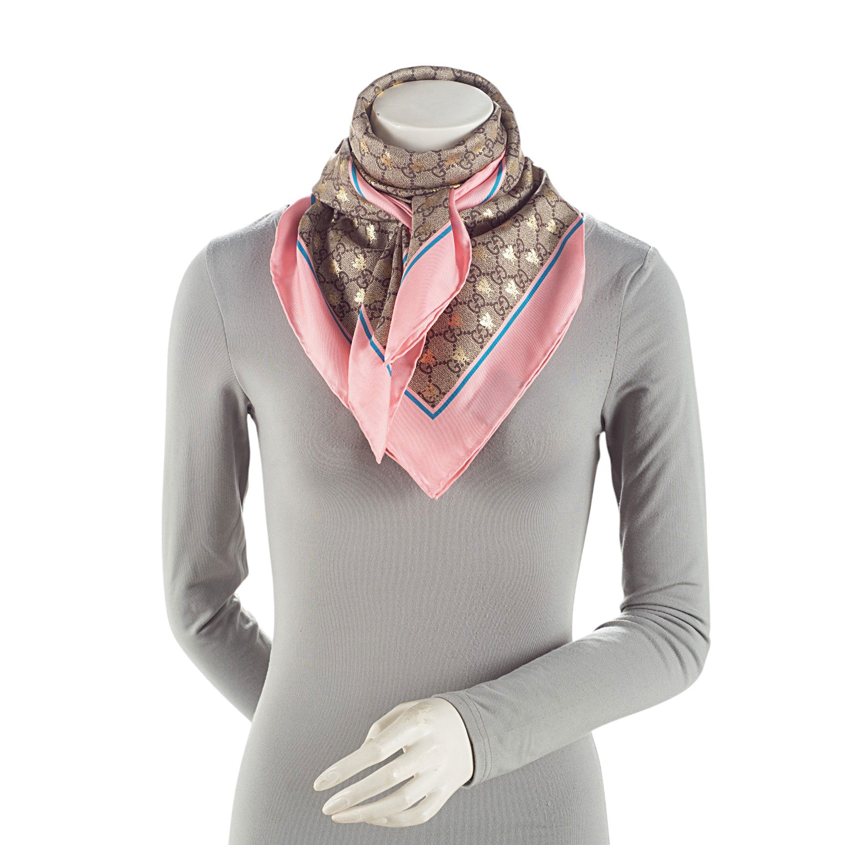 Gucci Silk GG Bee 90cm Scarf