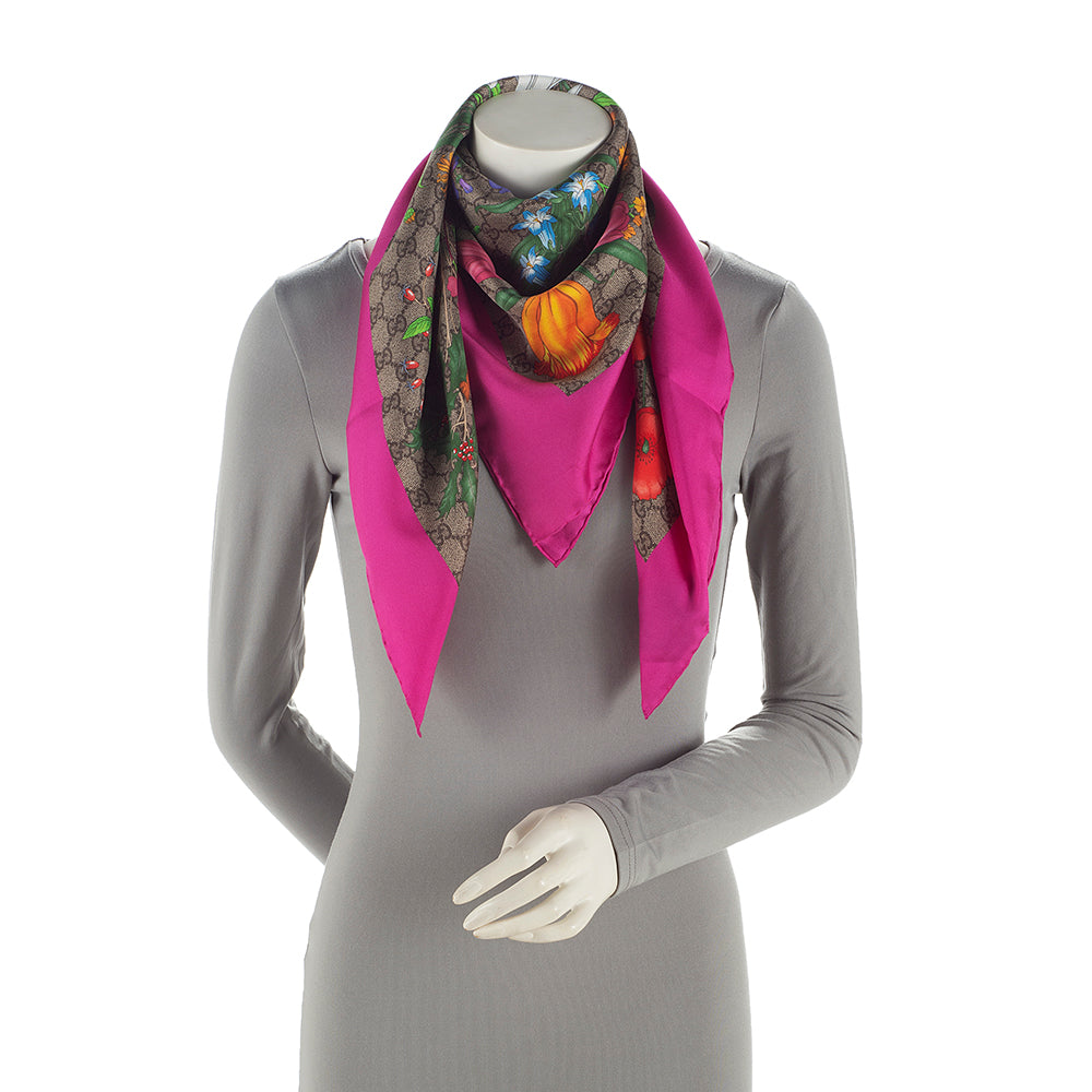 Gucci Silk GG Flora 90cm Scarf (SHF-21516)