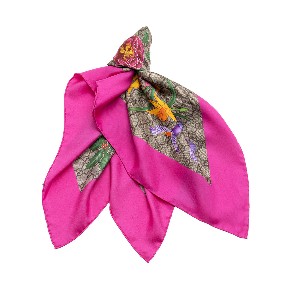 Gucci Silk GG Flora 90cm Scarf (SHF-21516)