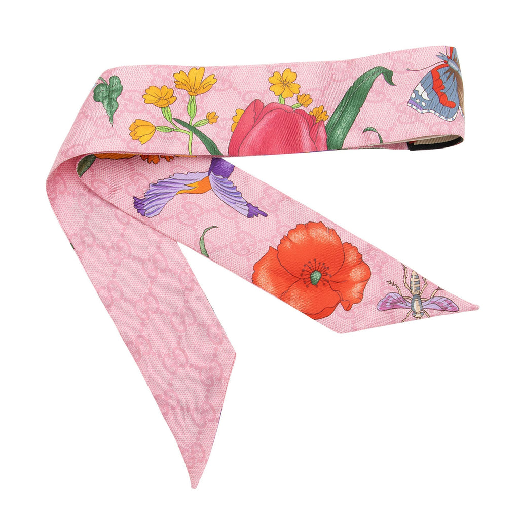 Gucci Silk GG Flora Twilly Scarf