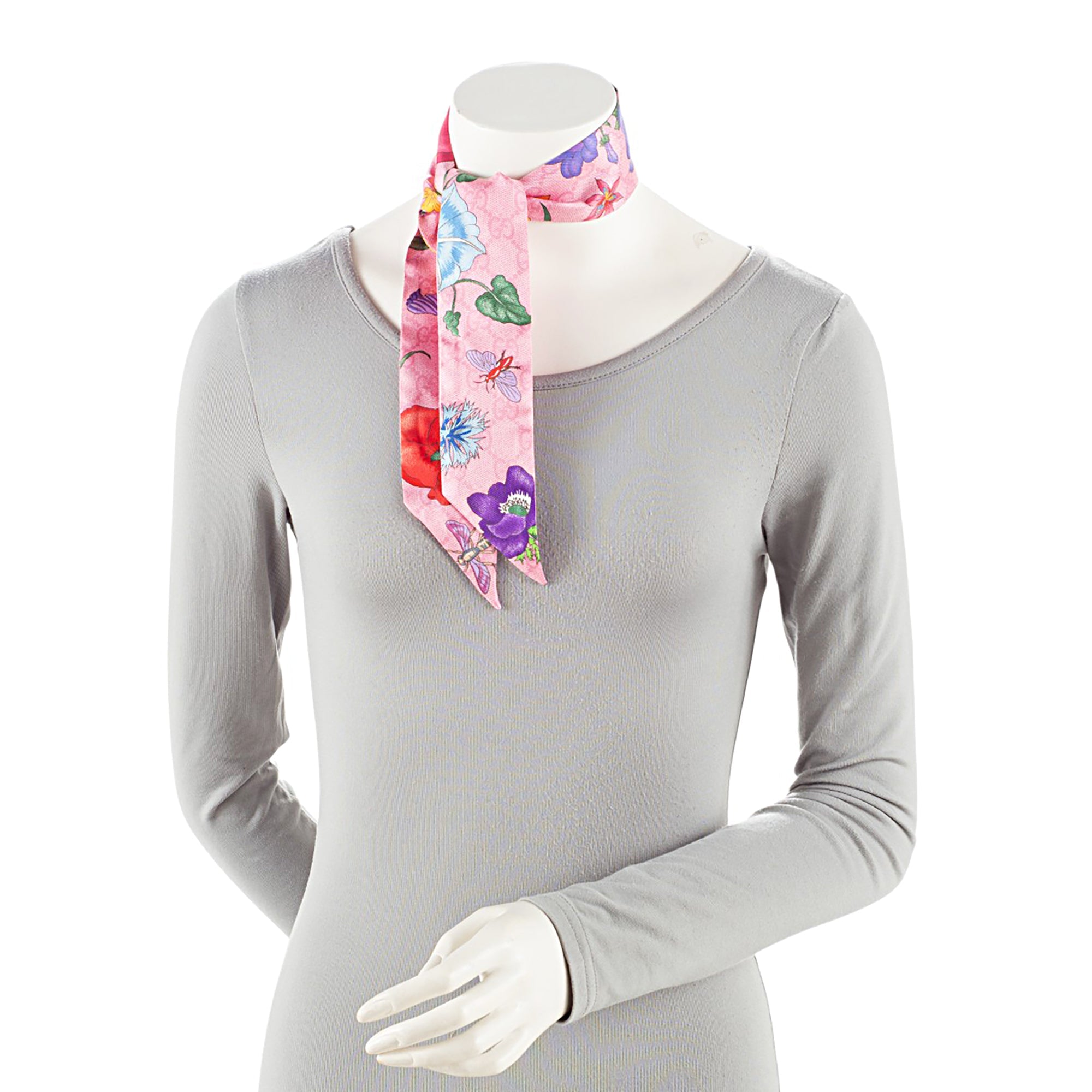 Gucci Silk GG Flora Twilly Scarf