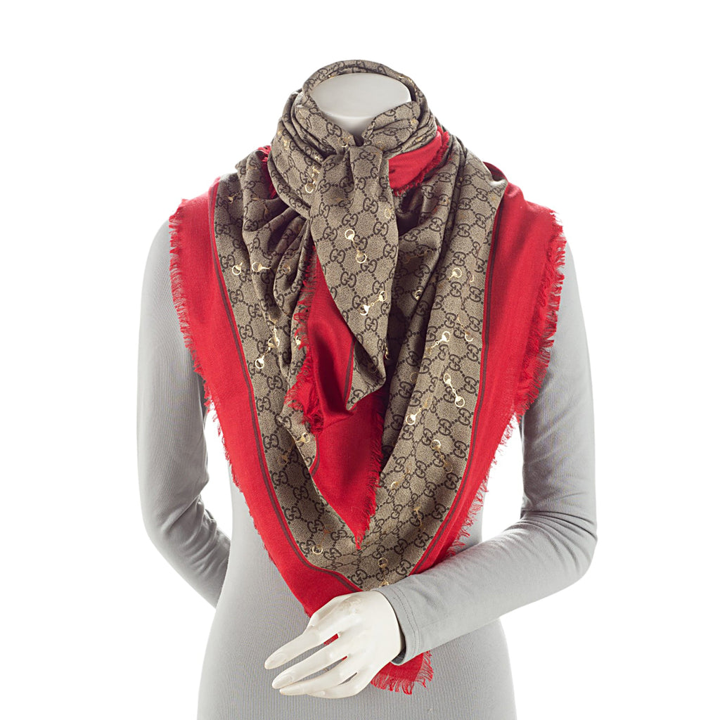 Gucci Silk Horsebit Print 140cm Shawl