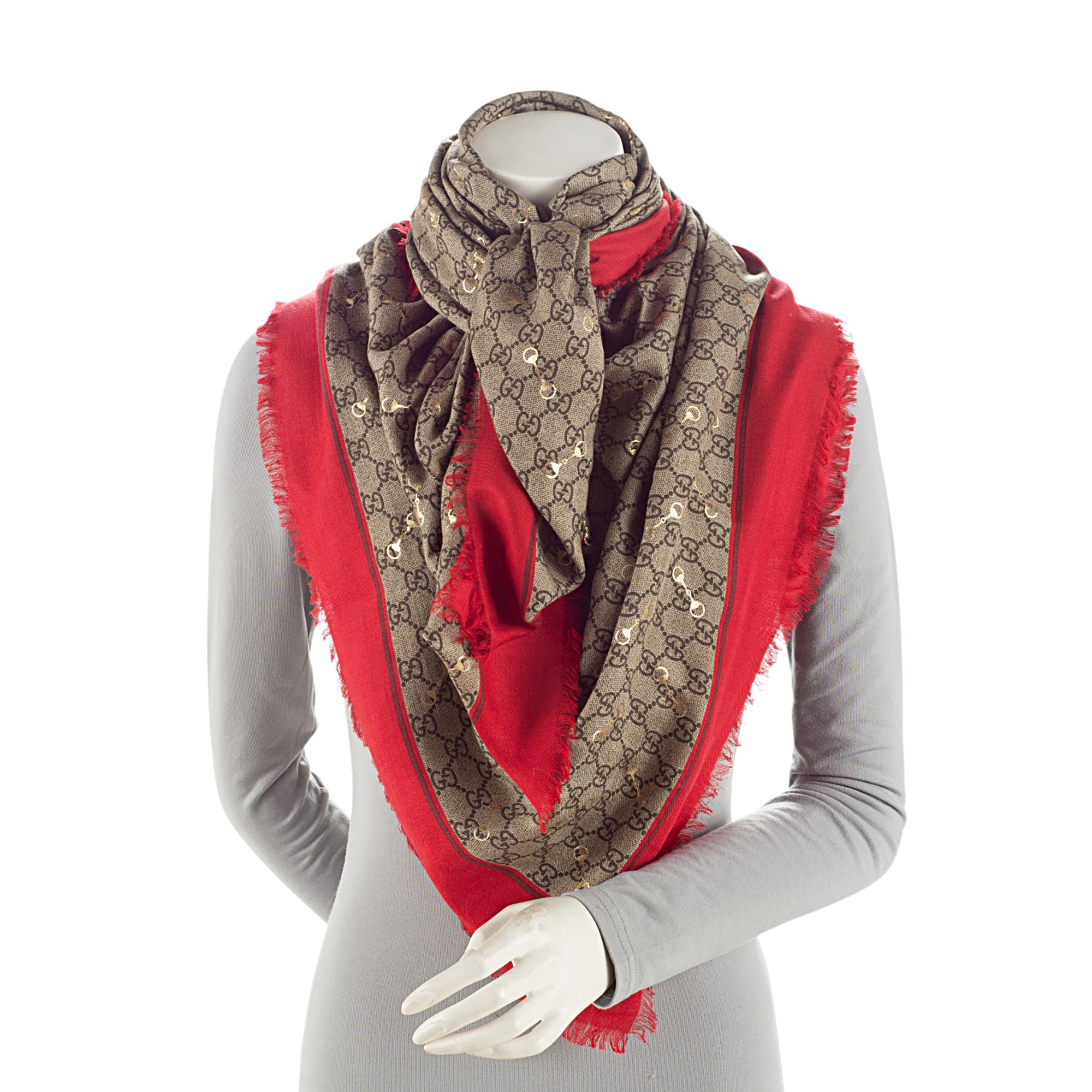 Gucci Silk Horsebit Print 140cm Shawl