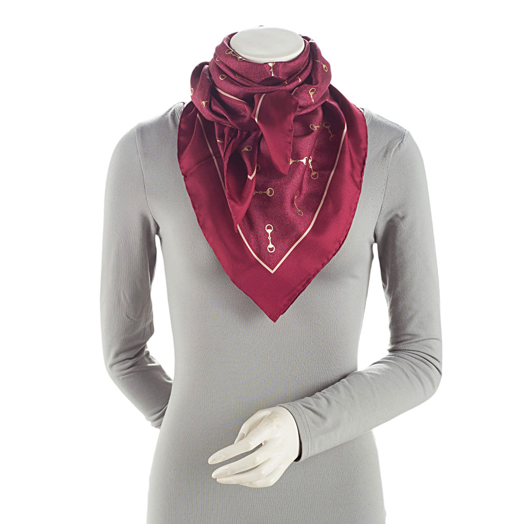 Gucci Silk Horsebit Twill Scarf (SHF-A9MsNf)