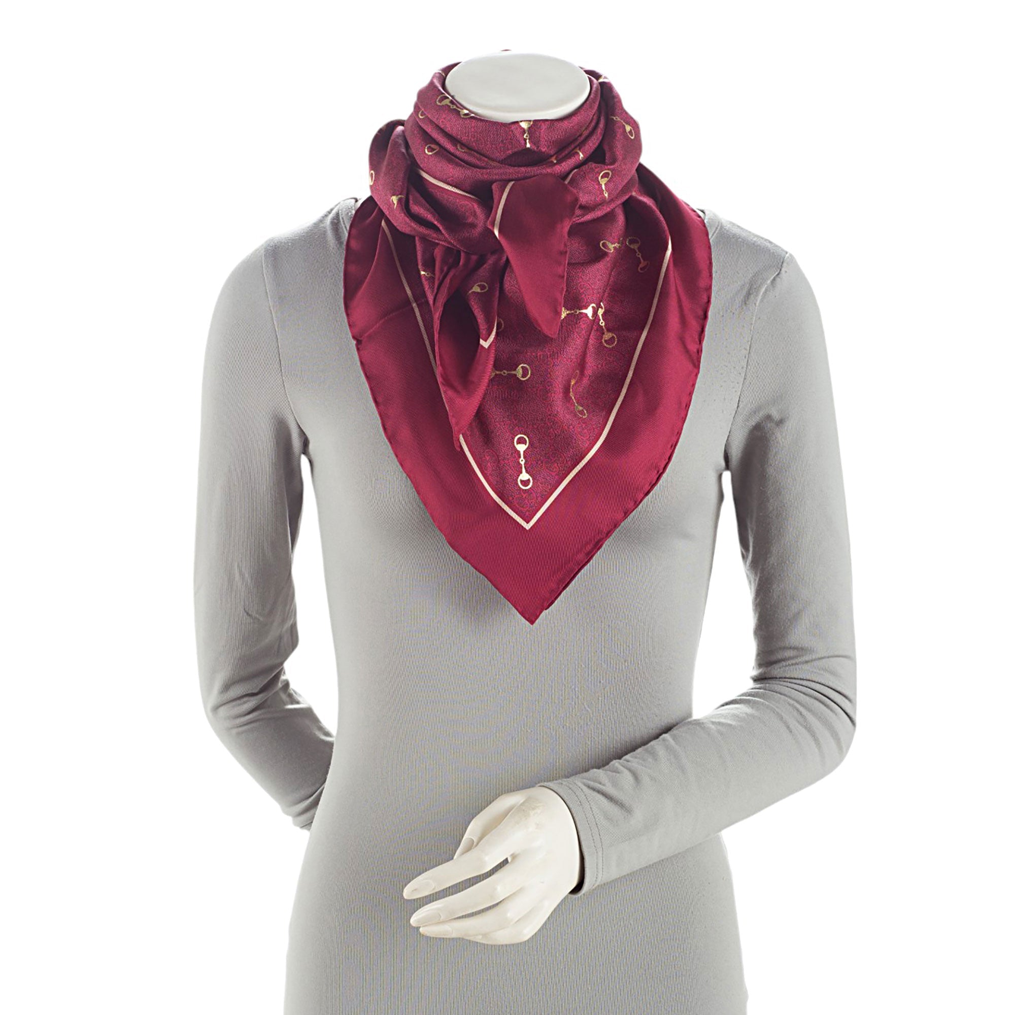 Gucci Silk Horsebit Twill Scarf (SHF-A9MsNf)