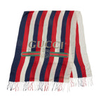 Gucci Silk Modal Sylvie Striped Logo Scarf (SHF-1LnURn)