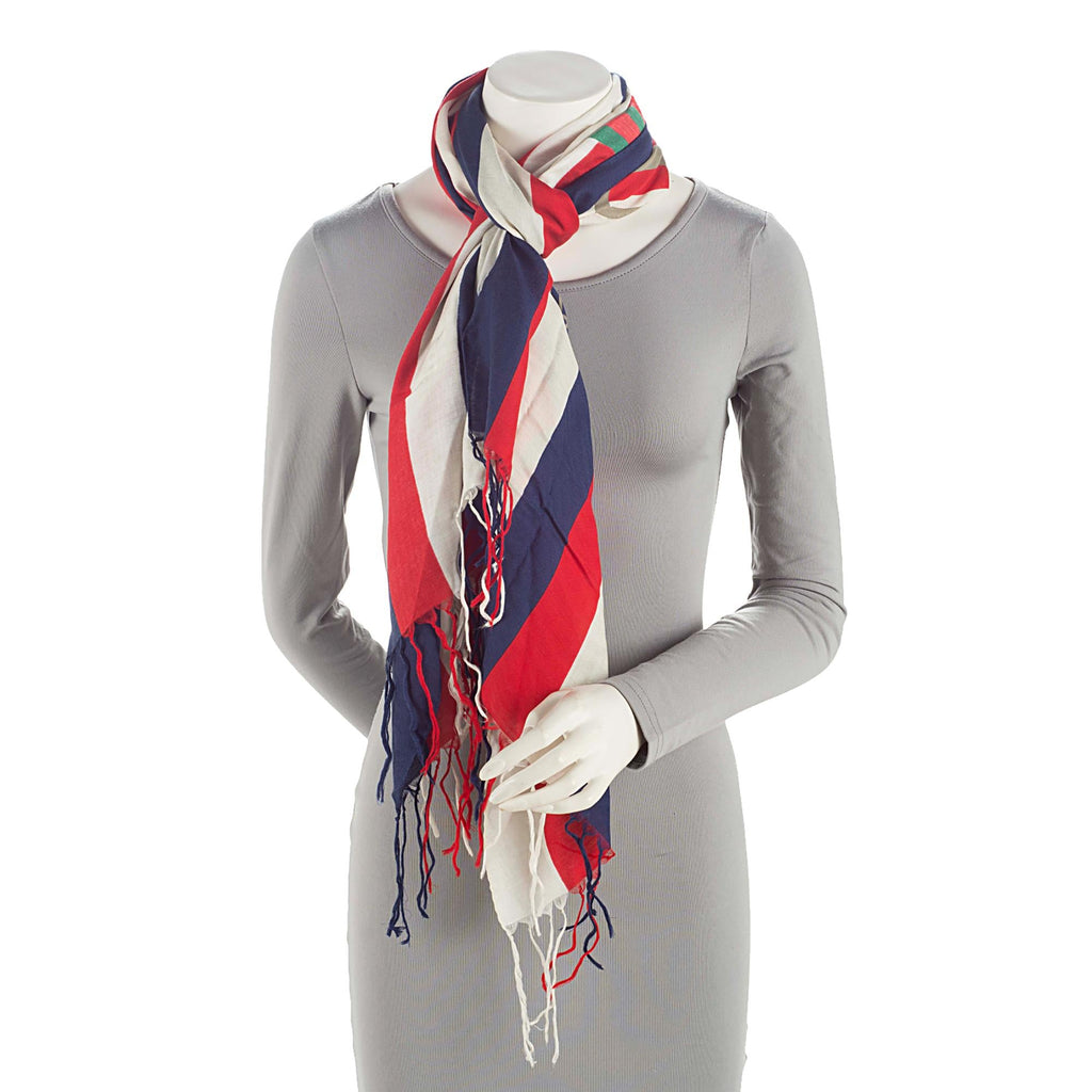 Gucci Silk Modal Sylvie Striped Logo Scarf (SHF-1LnURn)