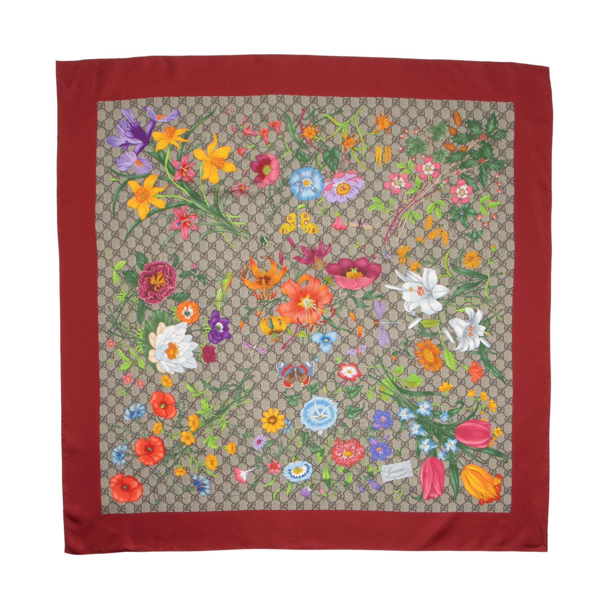 Gucci Silk Twill Flora 90cm Scarf (SHF-PvctBh)