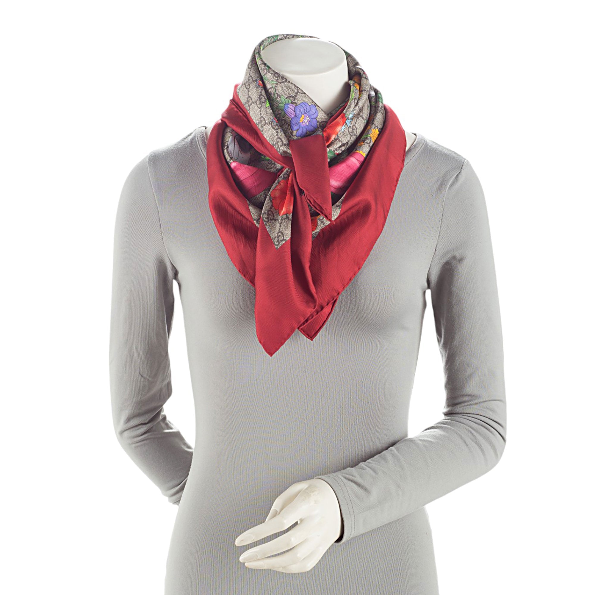 Gucci Silk Twill Flora 90cm Scarf (SHF-PvctBh)