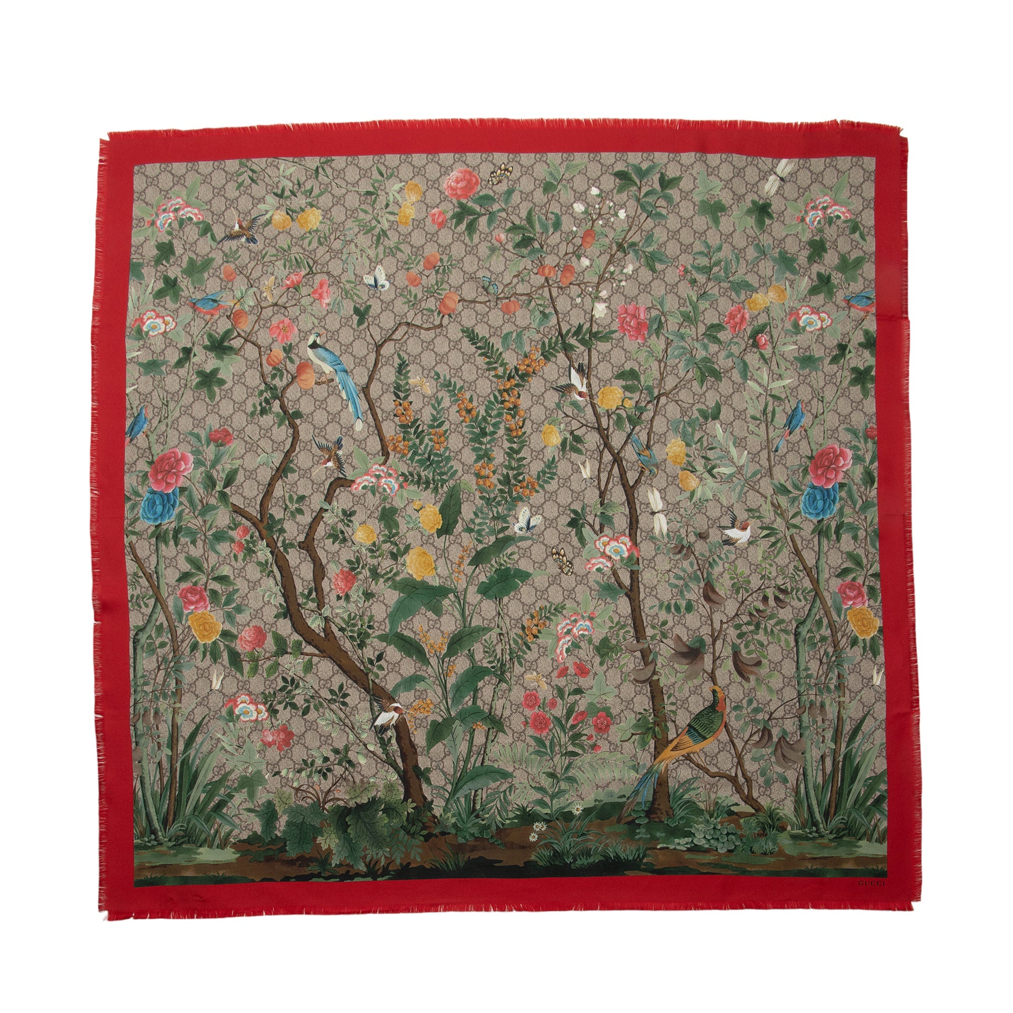 Gucci Silk Twill GG Tian 90cm Scarf (SHF-4YRsUb)