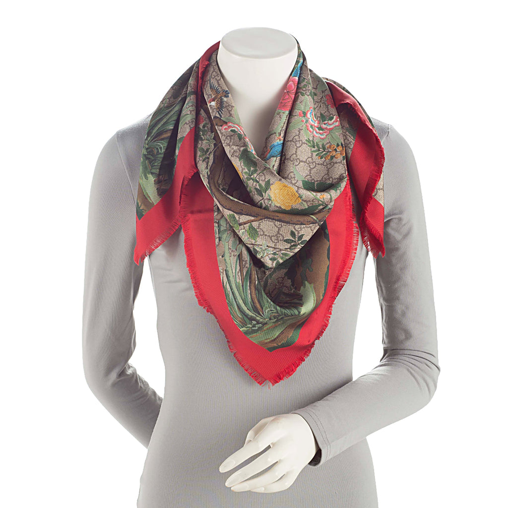 Gucci Silk Twill GG Tian 90cm Scarf (SHF-4YRsUb)