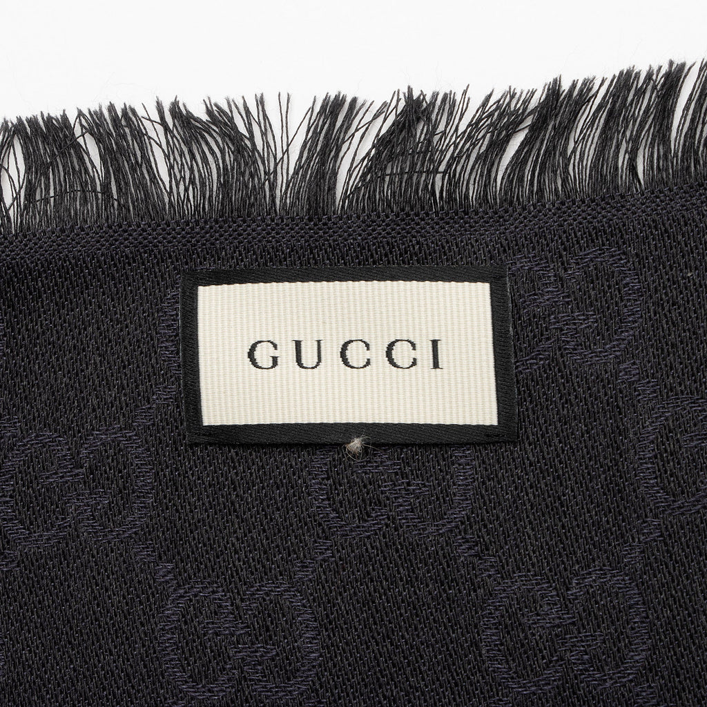 Gucci Silk Wool Monogram 140cm Shawl (SHF-sdYgHP)