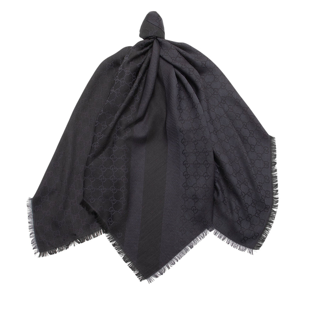 Gucci Silk Wool Monogram 140cm Shawl (SHF-sdYgHP)