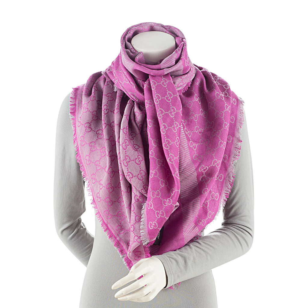 Gucci Silk Wool GG 140cm Shawl