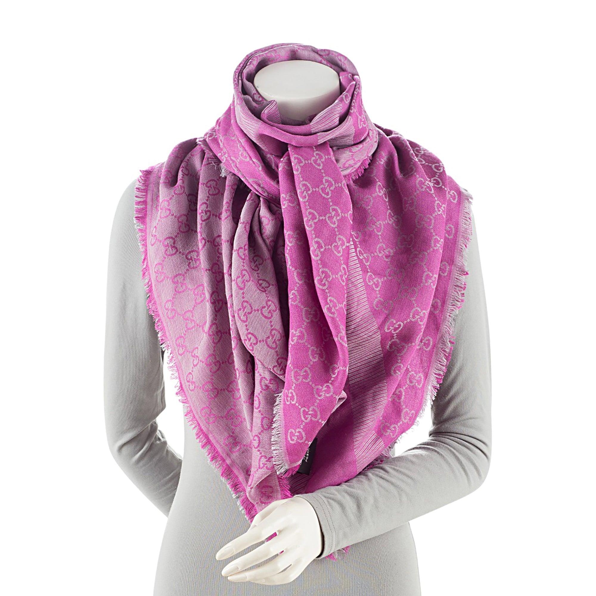Gucci Silk Wool GG 140cm Shawl