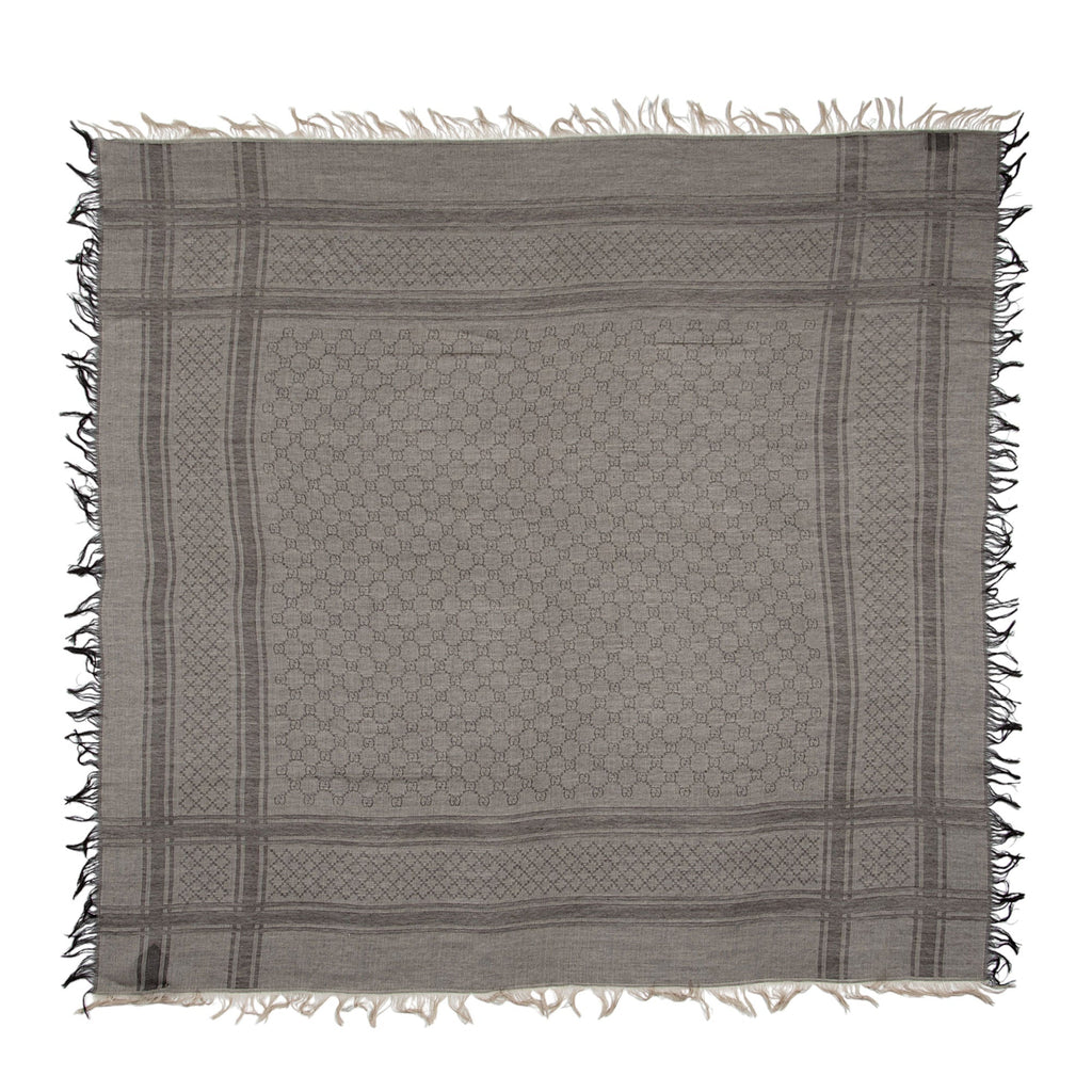 Gucci Silk Wool Monogram Diamante 140cm Shawl (SHF-E6gwxg)