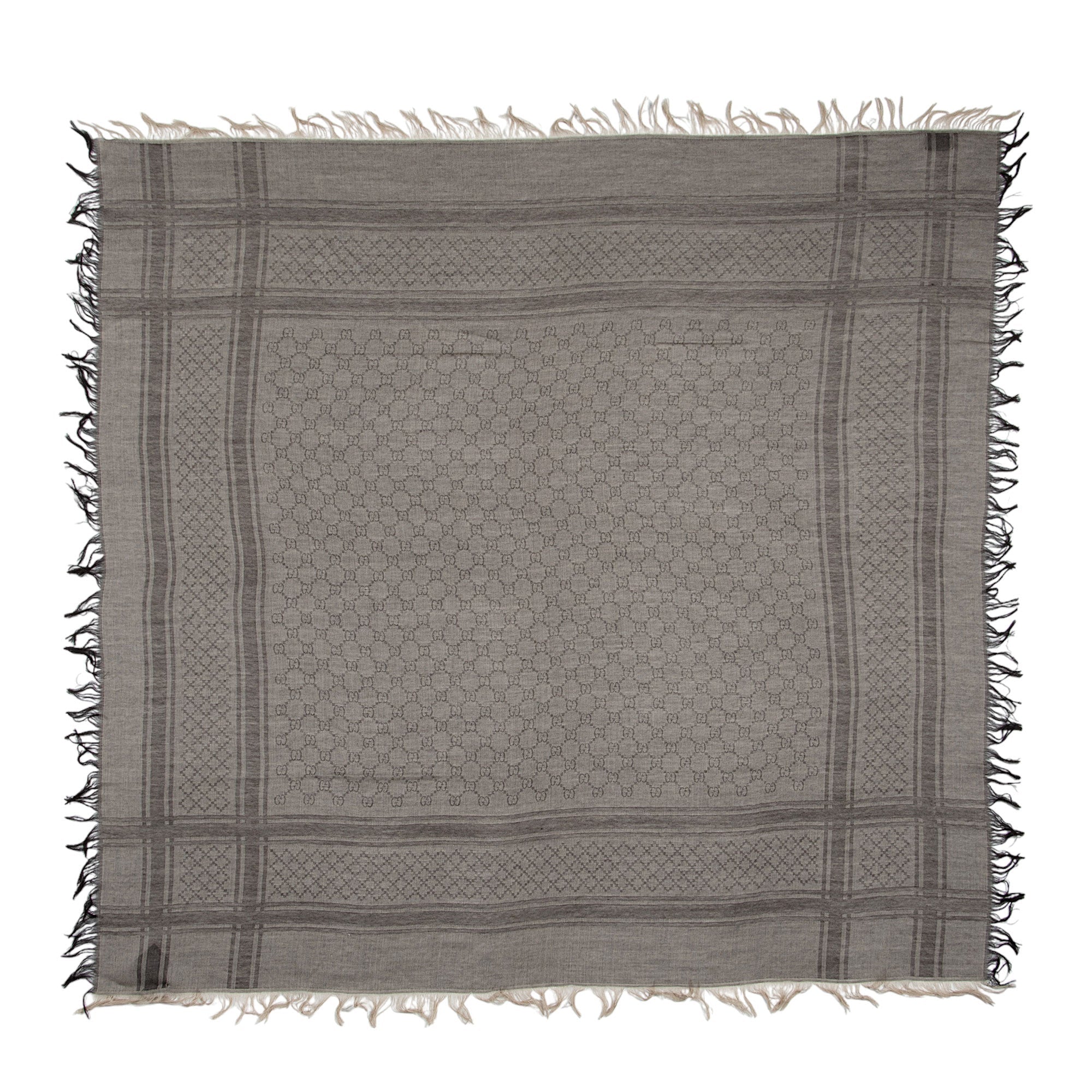 Gucci Silk Wool Monogram Diamante 140cm Shawl (SHF-E6gwxg)