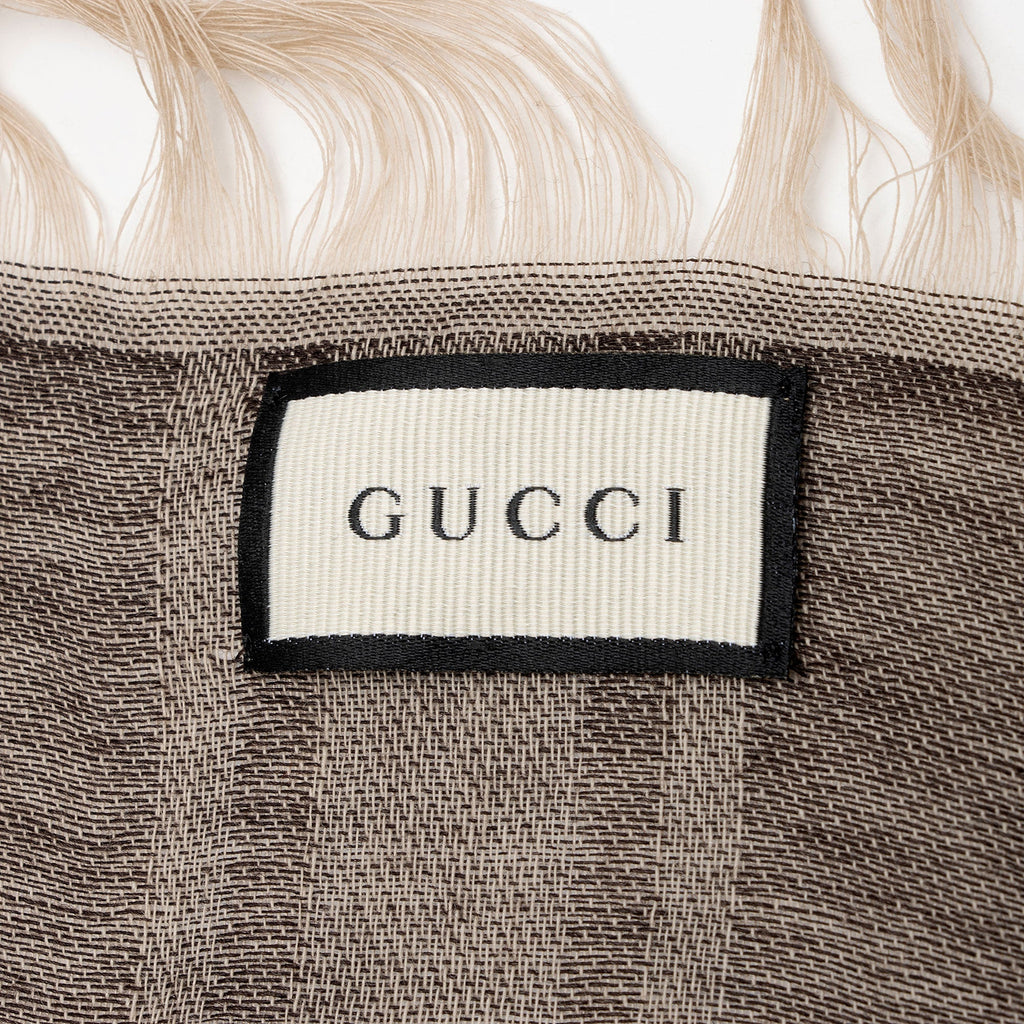 Gucci Silk Wool Monogram Diamante 140cm Shawl (SHF-JJ5ATF)