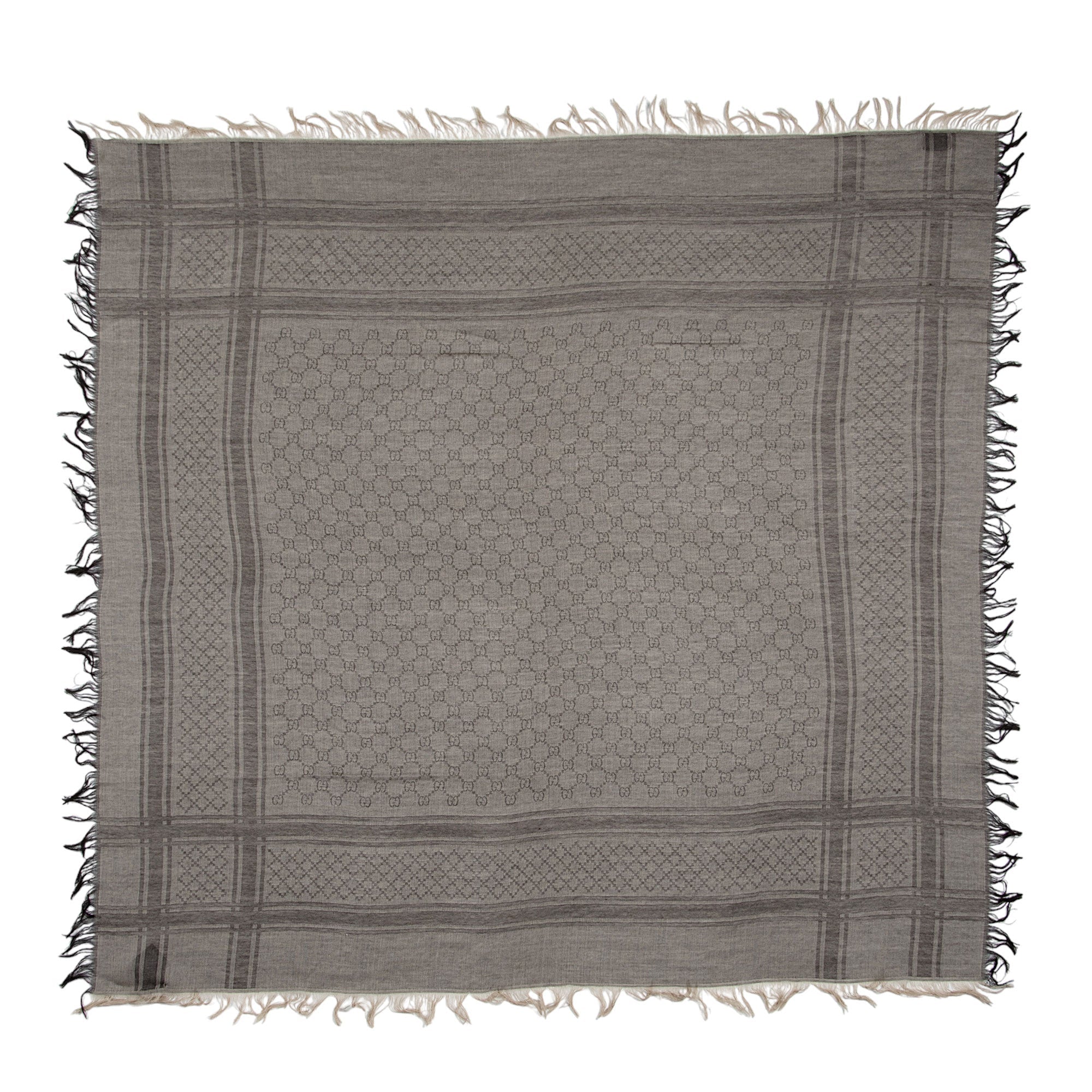 Gucci Silk Wool Monogram Diamante 140cm Shawl (SHF-rcoC8C)